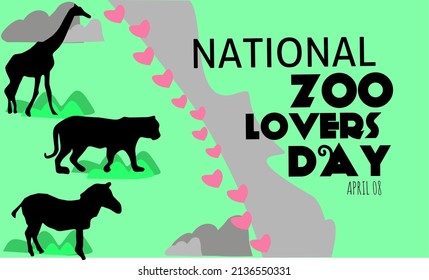 Gráfico vectorial del día de los amantes del zoológico nacional para la celebración del día de los amantes del zoológico nacional. diseño plano. diseño de volante. ilustración plana. Abril de 2008