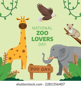 gráfico vectorial de los amantes del zoológico nacional día bueno para la celebración del día de los amantes del zoológico nacional. diseño plano. diseño de volante.ilustración plana.