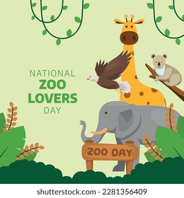 vector graphic of national zoo lovers day good for national zoo lovers day celebration. flat design. flyer design.flat illustration.