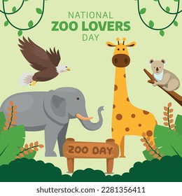 vector graphic of national zoo lovers day good for national zoo lovers day celebration. flat design. flyer design.flat illustration.