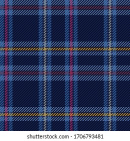Vector graphic of navy blue, red and yellow gingham cloth background with fabric texture. Seamless fabric texture. Suits for Decorative Paper, Packaging and Gift Wrap. No gradient. No transparent.
