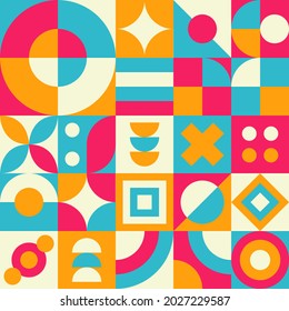 Gráfica vectorial del diseño de Neo Geo. Formas abstractas geométricas con color de caramelo divertido. Ideal para elementos de plantilla de fondo, volantes, fondos de escritorio, fondo, etc.