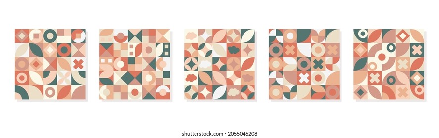 Vector Graphic of Neo Geo Design. Calm Color Geometry Pattern Wallpaper Template. Unique Geometric Shapes Background. Good for Textile, Print, Bed Sheet, Pillow Case, Tablecloth, Curtain, Banner, etc