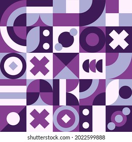 Vector Graphic of Neo Geo Pattern Design with Purple and White Color Theme. Unique Geometric Shapes. Good for Cover, Banner, Poster, Flyer, Backdrop, Brochure Template, etc