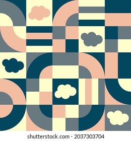 Vector Graphic of Neo Geometric Pattern Design. Unique Geometry Shapes. Retro Vintage Color Theme. Good for Curtain Texture, Pillow Case, Sarong, Tablecloth, Bed Sheet, ect