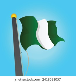 Vector vector graphic of the Nigerian flag fluttering