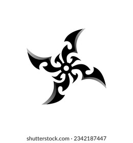 Vector graphic of ninja star icon illustration on white background. This weapon abstract vector is perfect for background, wallpaper, template, banner, decoration, sticker and mascot etc.