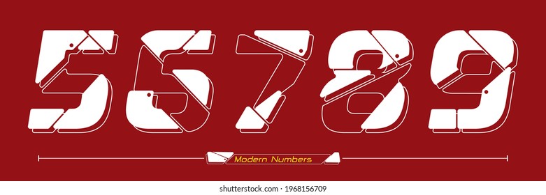 Vector graphic numbers in a set 0,1,2,3,4, with Abstract Future modern font. Typography design for posters, logos, cover, etc.