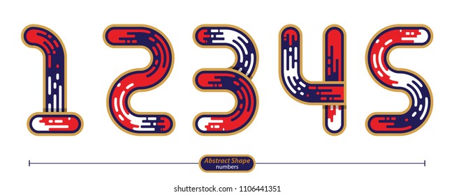Vector graphic numbers in a set 1,2,3,4,5, with modern color style