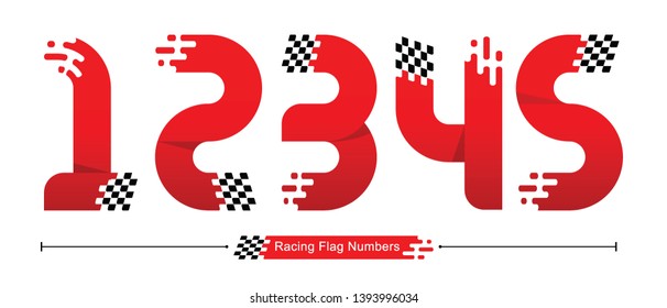 Vector graphic numbers in a set 1,2,3,4,5 with Abstract Racing Flag. Typography design for posters, logos, cover, etc.