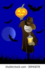vector graphic objects to celebrate helloween. pumpkin and fire