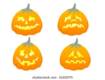 vector graphic objects to celebrate helloween. pumpkin and fire