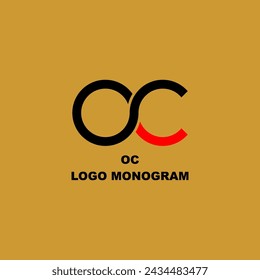 Vector graphic of OC monogram logo. with a gold background. This vector logo is perfect for company logos, wedding name designs, stickers, identity names, t-shirt designs and branding etc.