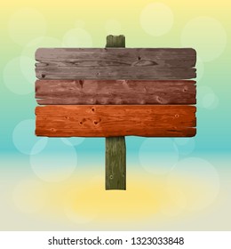 Vector graphic old wood board design banner on beach island. Wooden board summer pattern backgrounds sunshine color. Paper banner board wooden sunny style. Abstract wood table pattern sunlight