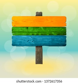 Vector graphic old wood board design banner on beach island. Wooden board summer pattern backgrounds sunshine color. Paper banner board wooden sunny style. Abstract wood table pattern sunlight