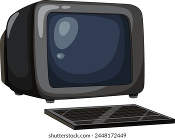 Vector graphic of an old-fashioned TV and keyboard