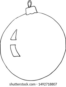  vector graphic  on the theme of christmas and new year - hand drawn silhouettes christmas tree, ball. black lines  elements