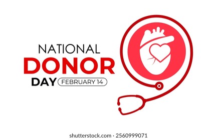 Vector graphic of on the theme of National Organ Donor day observed each year on February 14th. Organ, eye and tissue donation. Banner poster, flyer and background design template. Vector illustration
