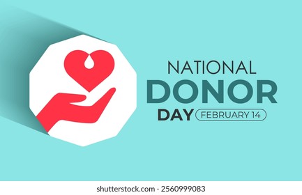 Vector graphic of on the theme of National Organ Donor day observed each year on February 14th. Organ, eye and tissue donation. Banner poster, flyer and background design template. Vector illustration