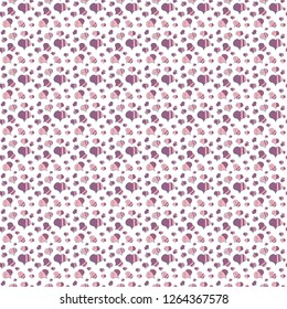 Vector. Graphic on white, violet and pink colors. Hand drawn illustration in cartoon style. Art for web, textile, fabric. Seamless love pattern with cute lettering calligraphy text, hearts, envelopes.