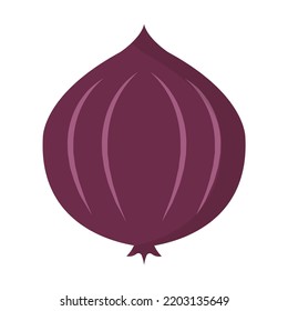 Vektorgrafik von Zwiebeln. Rote Zwiebelgrafik mit flachem Design. Geeignet für Menü- oder Content-Design-Objekte
