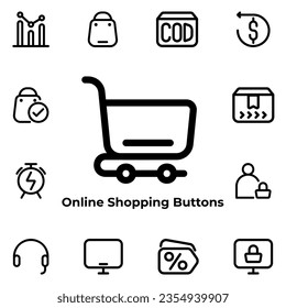 Vector Graphic of Online Shopping Buttons. Good for user interface, new application, etc.