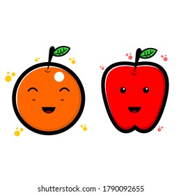 gráfico vectorial de ilustraciones anaranjadas y manzanas con estilo doodle, bueno para usar para niños de libros de portada