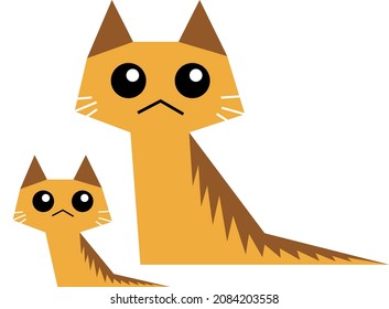 A vector graphic of an orange cat and kitten
