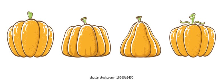 3 Orange Pumpkins Set Leaf Gradient Stock Vector (Royalty Free ...