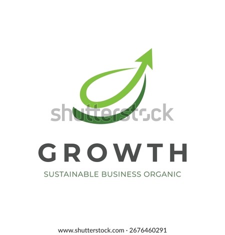 Vector Graphic of Organic Growth Logo Design with Leaf and Arrow Symbol Concept for Sustainable Business, Eco Brand, and Green Company