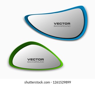 Vector graphic oval design banner backgrounds in two different colors. Paper rounded flat style