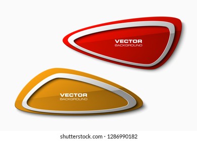 Vector graphic oval design banner backgrounds in two different colors. Paper rounded flat style