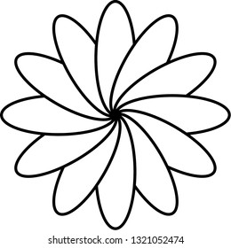 Vector graphic of overlapping ovals which form a flower like image.