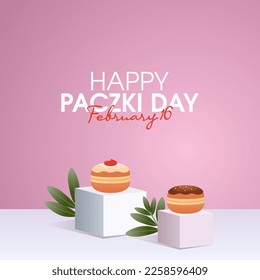 vector graphic of paczki day good for paczki day celebration. flat design. flyer design.flat illustration.