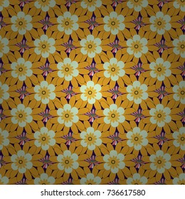 Vector graphic painting of falling flowers, doodles, grunge textures. Vector art. Floral background for abstract design. Abstract fall seamless pattern in bright autumn colors (orange, red and yellow)