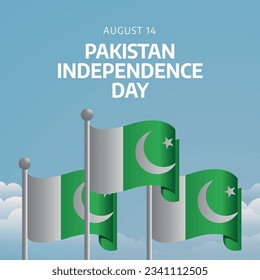 vector graphic of Pakistan Independence Day good for Pakistan Independence Day celebration. flat design. flyer design.flat illustration.