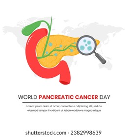 Vector graphic of the pancreas organ is infected with a virus good for world pancreatic cancer day