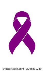 Vector graphic of pancreatic cancer ribbon on white background. Purple awareness ribbon for pancreatic cancer support symbol. vector eps10.
