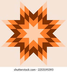 Vector graphic of a patchwork design in neutral colours. It is based on a octagonal star which is tessellated with smaller diamond shapes