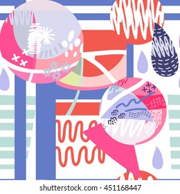 Vector graphic pattern of abstract elements in bright colors.