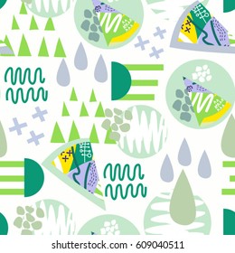 Vector graphic pattern of abstract elements in bright colors.