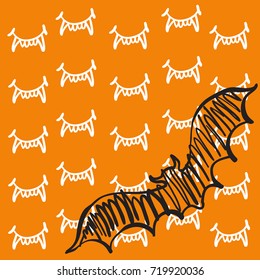 vector graphic pattern withvampire teeth, bat icon. Halloween decorative elements  on color background
