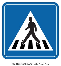 Vektorgrafik des Fußgängerübergangsschildes in Blau-Weiß-Farben