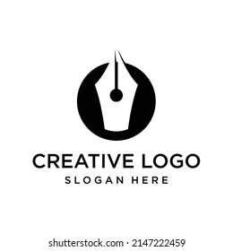Gráfica vectorial de la plantilla de diseño del logotipo de la pluma