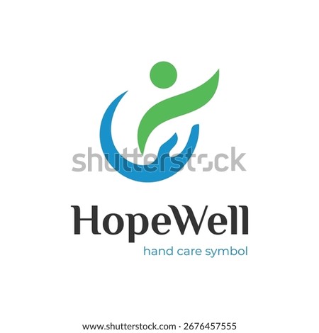 Vector Graphic of People Care Logo Design with Hand Human Figure Symbol for Hope, Charity, Healthcare, and Social Care Organization