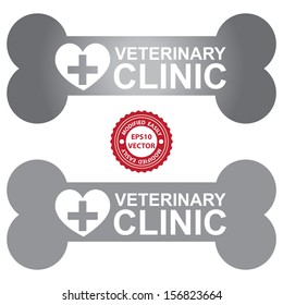Vector : Graphic For Pet Business Present by Gray Veterinary Clinic Sign With Heart and Cross Sign Isolated On White Background 