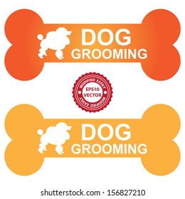 Vector : Graphic For Pet Business Present by Orange Dog Grooming Sign With Poodle Dog Sign Isolated On White Background 