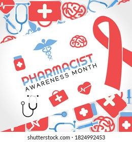 vector graphic of pharmacist awareness month good for pharmacist awareness month celebration. flat design. flyer design.flat illustration.