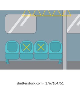 vector graphic of physical distance marks on the train transportation bench