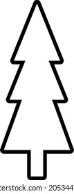 Vector graphic of a pine tree outlines only edges curved to outsde, sharp on inside